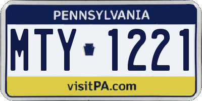 PA license plate MTY1221