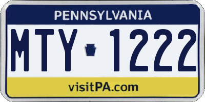 PA license plate MTY1222