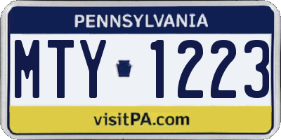 PA license plate MTY1223