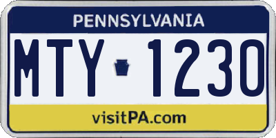 PA license plate MTY1230