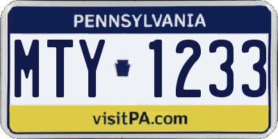 PA license plate MTY1233