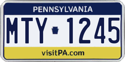 PA license plate MTY1245
