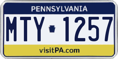 PA license plate MTY1257