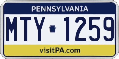 PA license plate MTY1259
