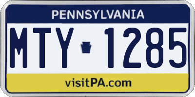 PA license plate MTY1285