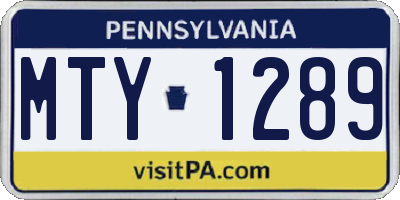 PA license plate MTY1289