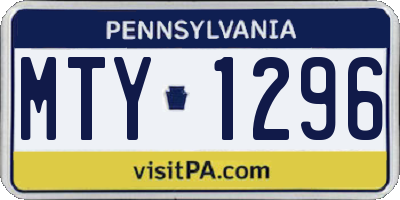 PA license plate MTY1296