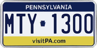 PA license plate MTY1300