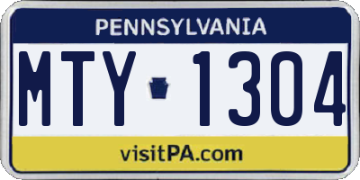 PA license plate MTY1304
