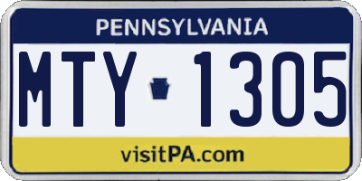 PA license plate MTY1305