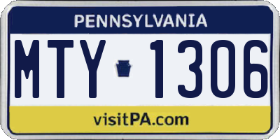PA license plate MTY1306
