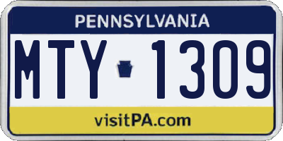 PA license plate MTY1309