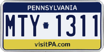PA license plate MTY1311