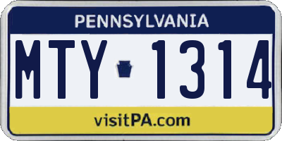 PA license plate MTY1314