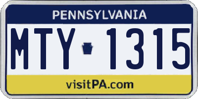 PA license plate MTY1315