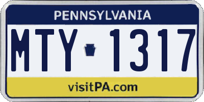PA license plate MTY1317