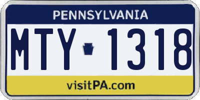 PA license plate MTY1318