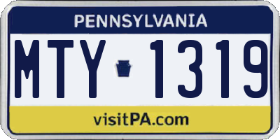 PA license plate MTY1319