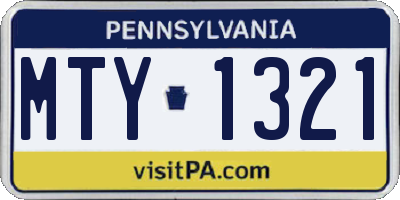 PA license plate MTY1321