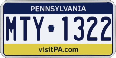 PA license plate MTY1322