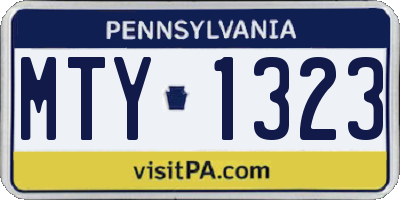 PA license plate MTY1323