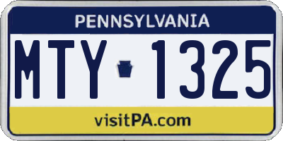 PA license plate MTY1325