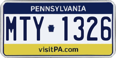 PA license plate MTY1326