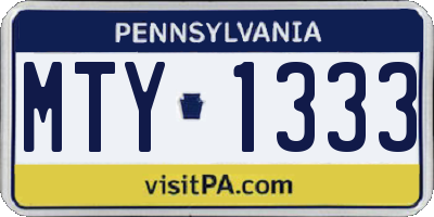PA license plate MTY1333