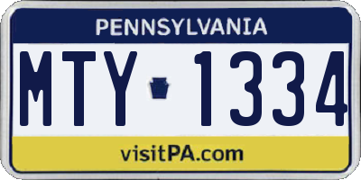 PA license plate MTY1334