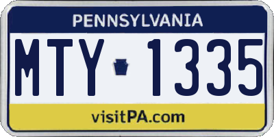 PA license plate MTY1335