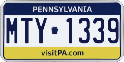 PA license plate MTY1339
