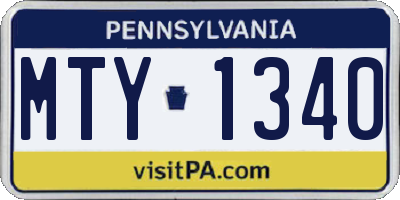 PA license plate MTY1340