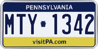PA license plate MTY1342