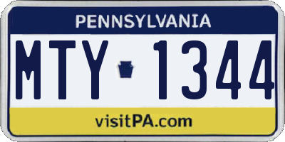 PA license plate MTY1344