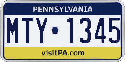 PA license plate MTY1345