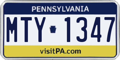 PA license plate MTY1347