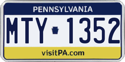 PA license plate MTY1352