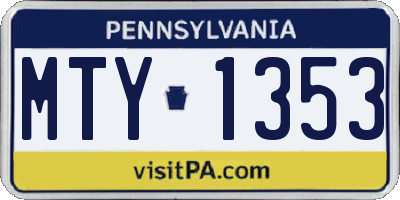 PA license plate MTY1353