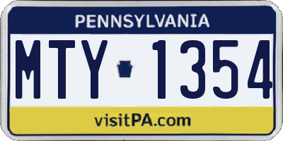 PA license plate MTY1354