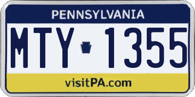 PA license plate MTY1355