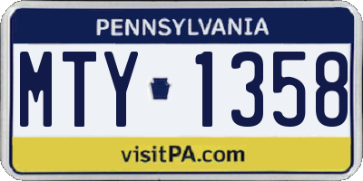 PA license plate MTY1358