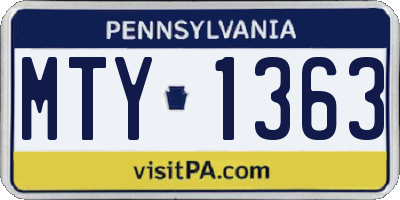 PA license plate MTY1363
