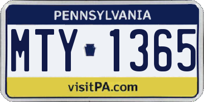 PA license plate MTY1365