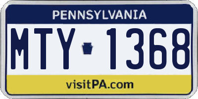 PA license plate MTY1368
