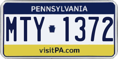 PA license plate MTY1372