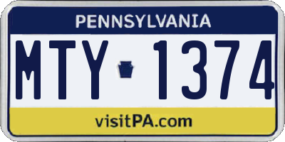 PA license plate MTY1374
