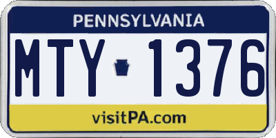 PA license plate MTY1376