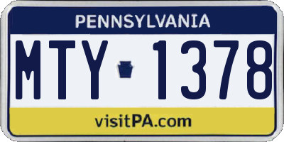 PA license plate MTY1378