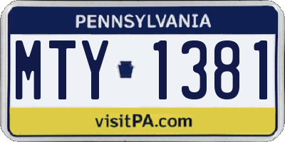 PA license plate MTY1381