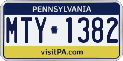 PA license plate MTY1382